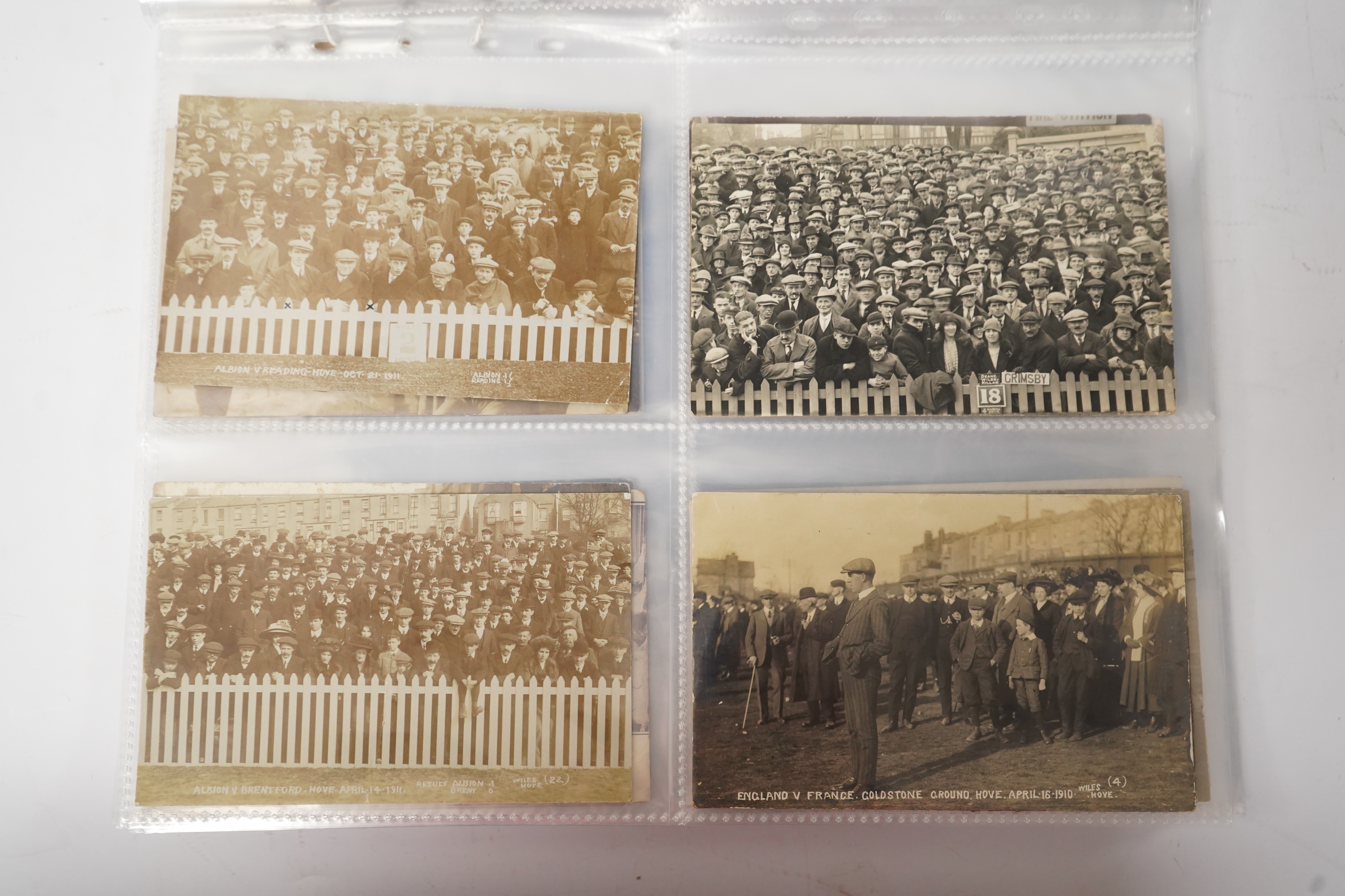 Brighton & Hove interest; a collection of one hundred and twelve assorted vintage postcards, mostly pre WW1, including novelty, shopfronts and Albion football matches